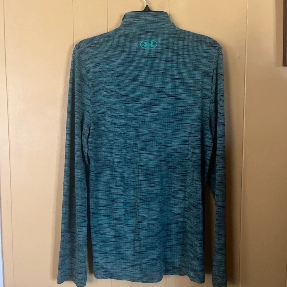 UNDER Armour Men’s Medium Heat Gear Dri Fit Green 1/4 Zip Pullover - Picture 8 of 8